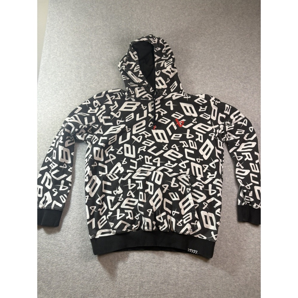 Bauer+Black+Scramble print+Adult+Large+Pullover+hoodie+Athletic+Sports+ Hockey